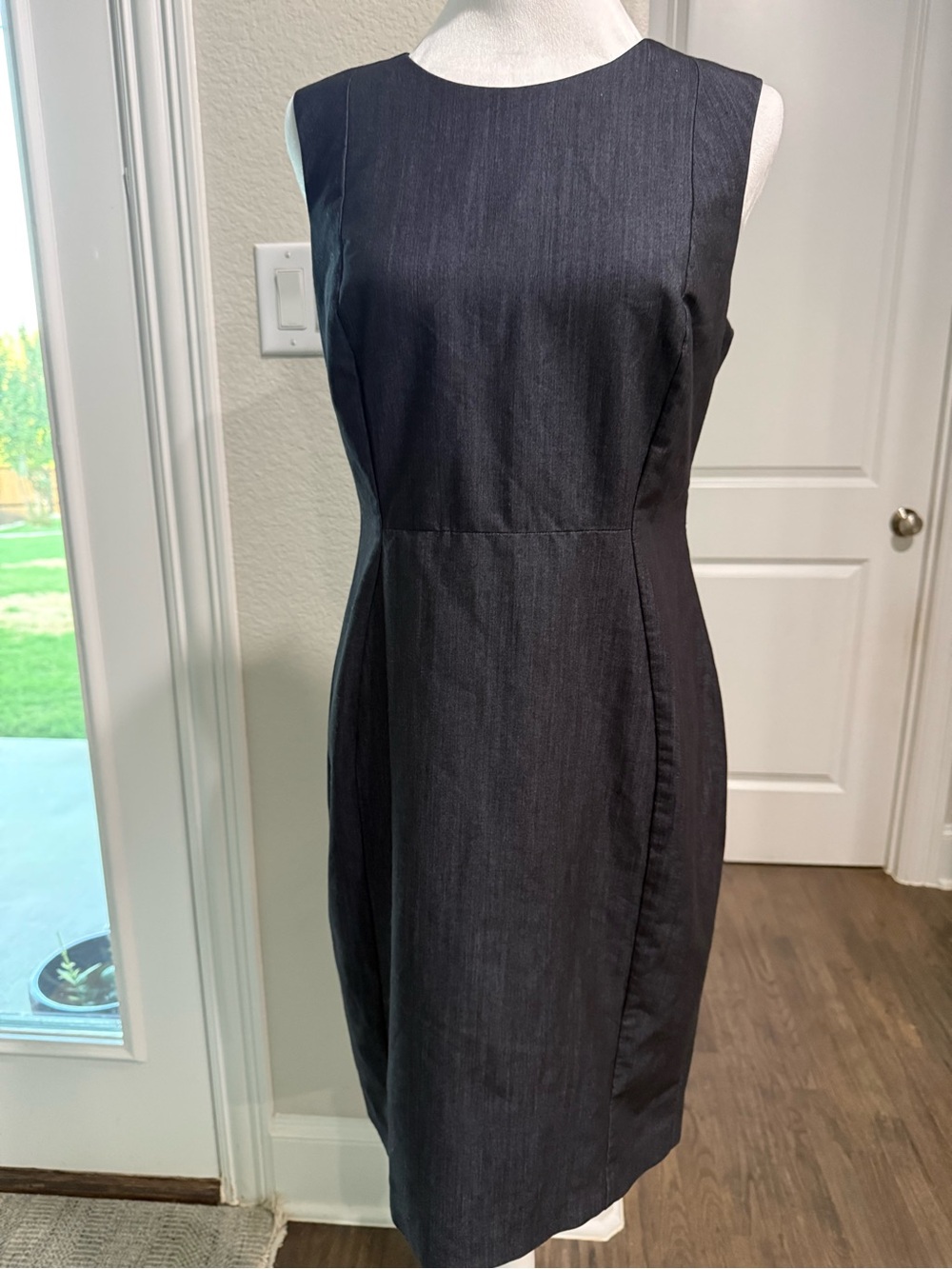 Calvin Klein Dark Gray Sleeveless Sheath Midi Dress